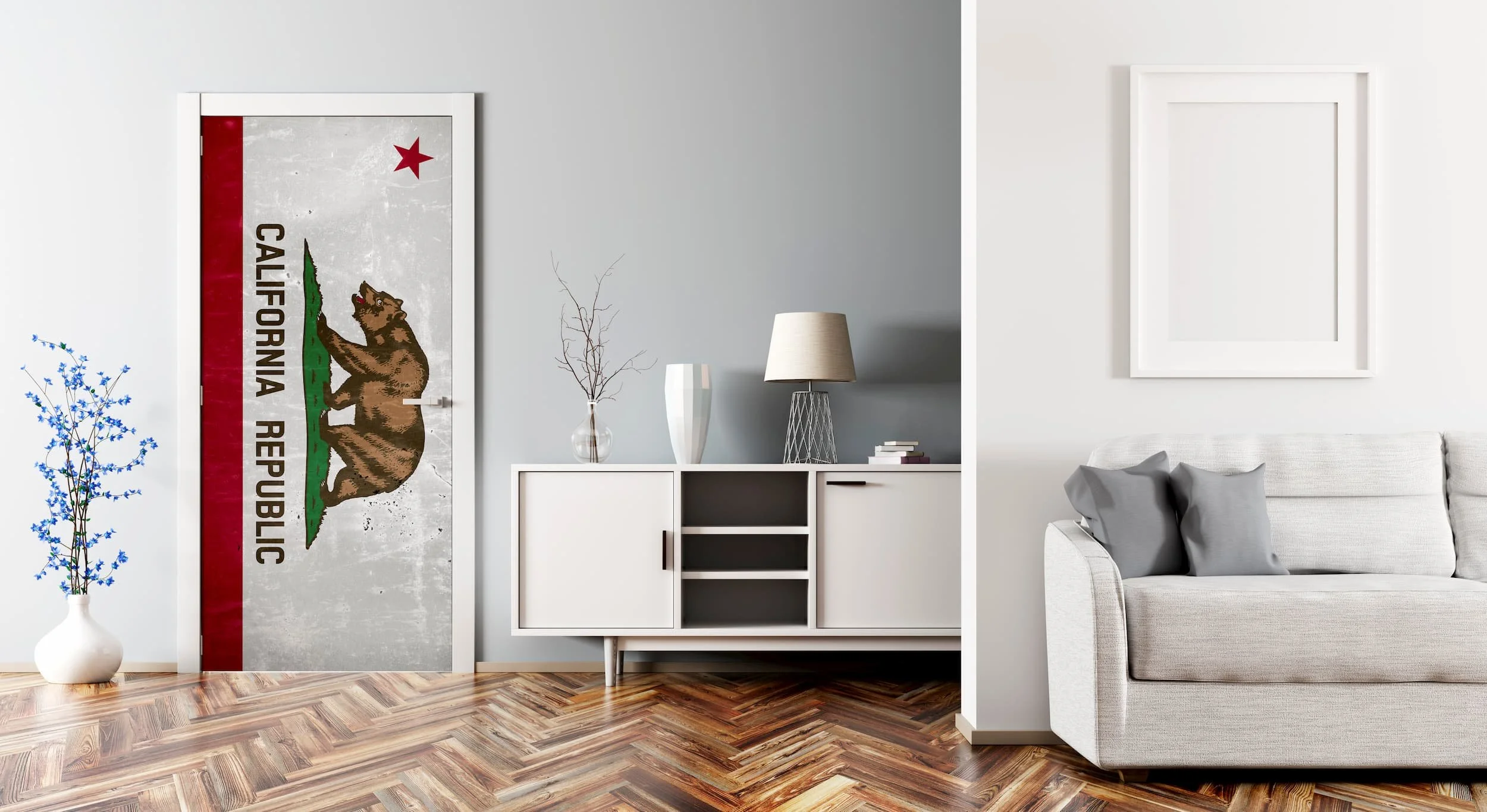 Grungy California Flag - Custom Printed Door Wrap
